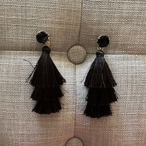 Black tassel earrings